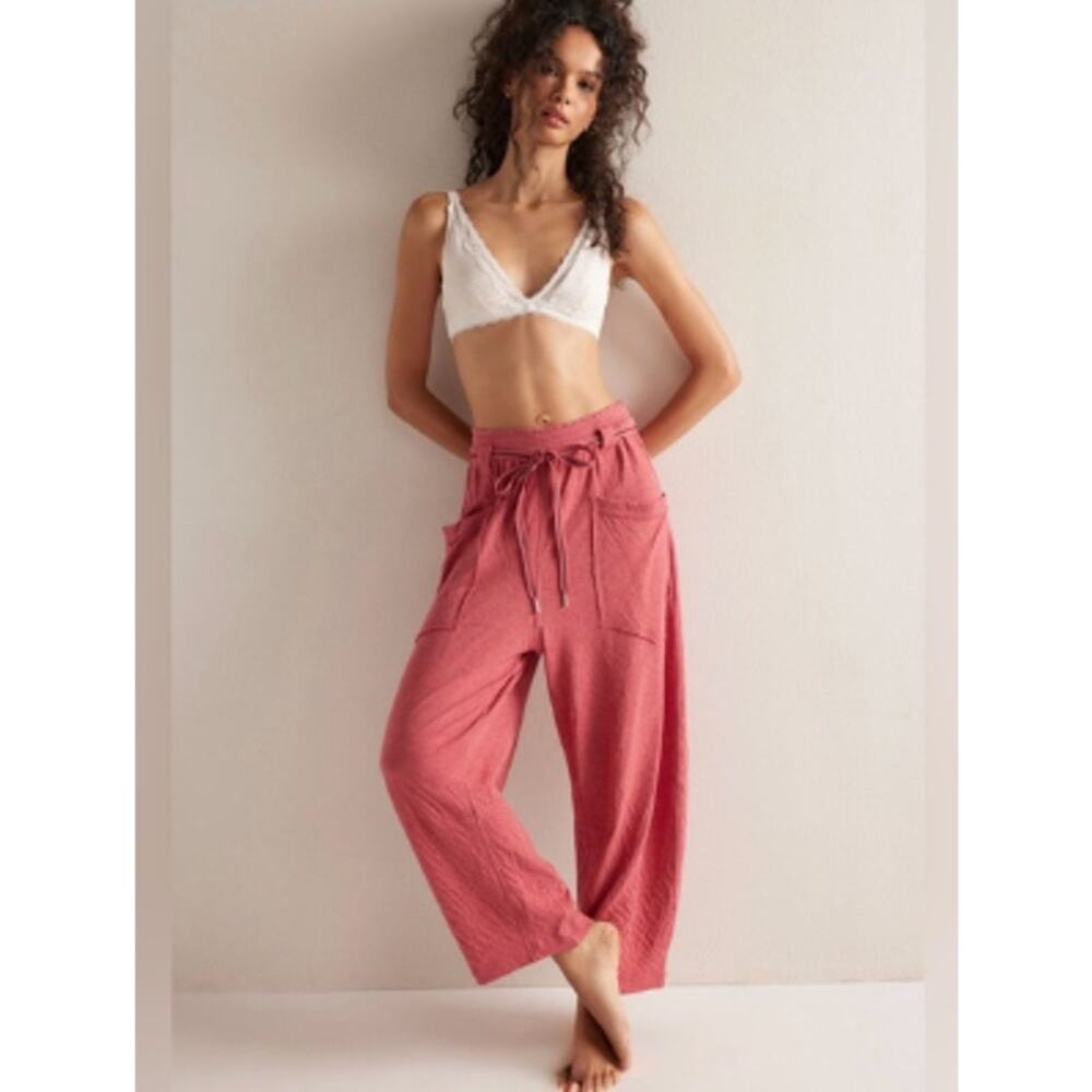 NWOT Free People Intimately Wait A Minute Barrel Pants | Slate Rose | Size S